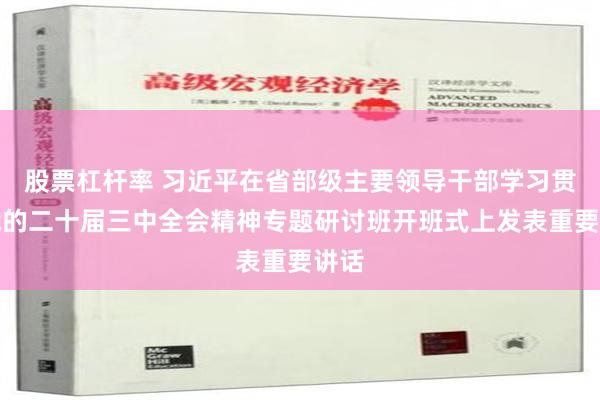 股票杠杆率 习近平在省部级主要领导干部学习贯彻党的二十届三中全会精神专题研讨班开班式上发表重要讲话